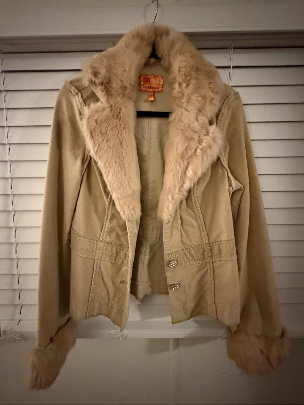 Odd Molly Beige Teddy Jacket with Faux Fur Trim